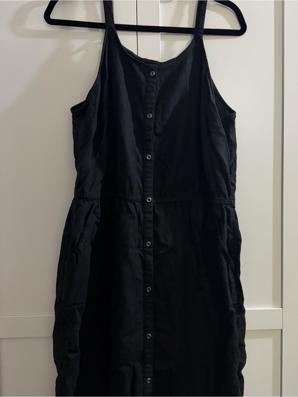 Old Navy Women’s Black Linen Button-Front Dress w/ pockets